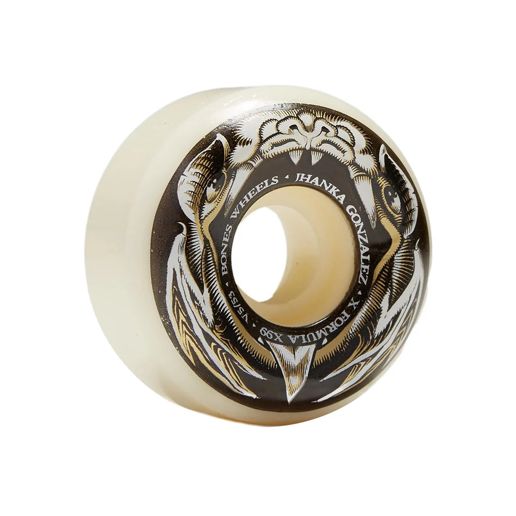 Bones X-Formula Jhanka Gonzalez V5 Sidecut 99A Skateboard Wheels - White