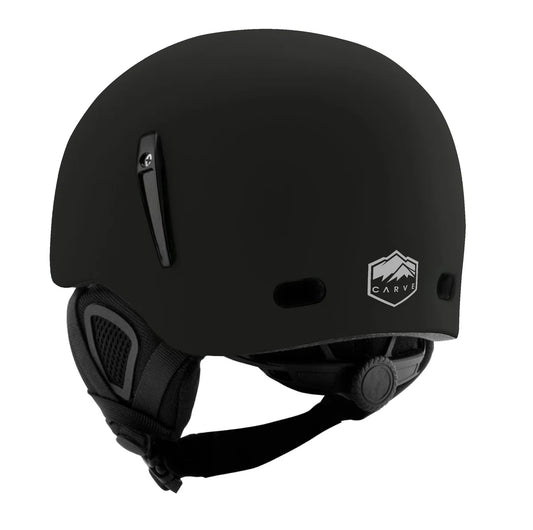 Black helmet with Carve logo on a white background shed nine