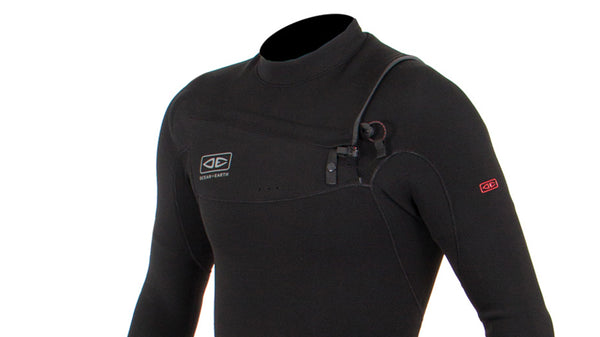 Mens Double Black Chest Zip Short Arm Steamer - 2/2mm - Shed Nine