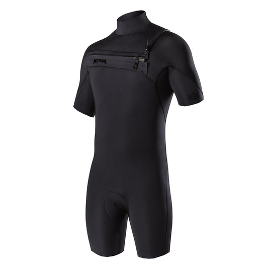 Attica OMEGA Short Sleeve Chest Zip 2/2MM Spring - BLACK NOIR / BLACK - Shed Nine