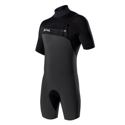 Attica OMEGA Short Sleeve Chest Zip 2/2MM Spring - GRAPHITE / BLACK - Shed Nine