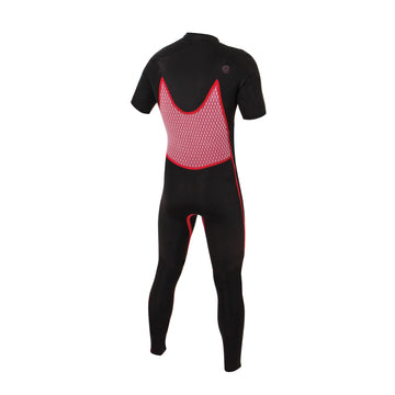 Mens Double Black Chest Zip Short Arm Steamer - 2/2mm - Shed Nine