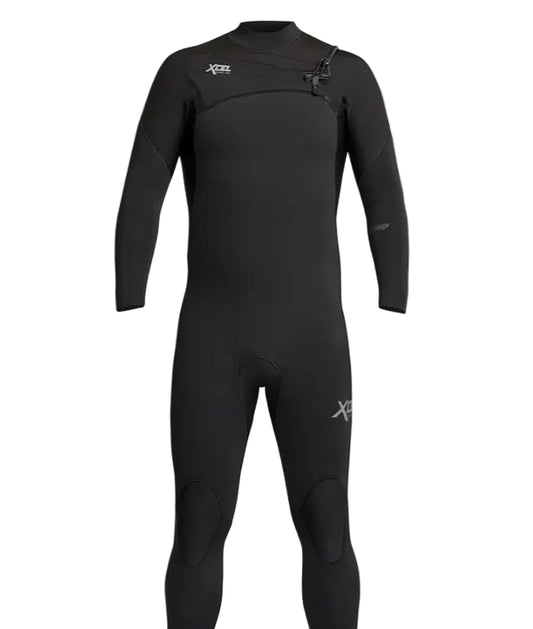 XCEL Kids Comp 4/3mm Chest Zip Wetsuit Black Youth Surfing Wetsuit Shed Nine