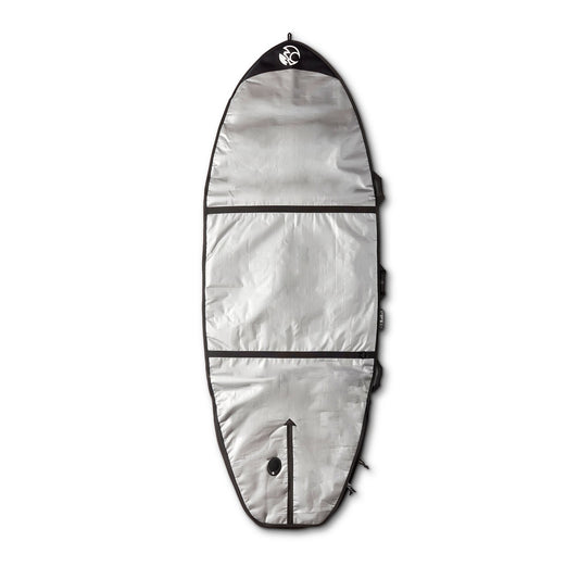 Balin SUP 36" Wide Board Bag, silver cover side with black edging, transverse straps and a long lower opening
