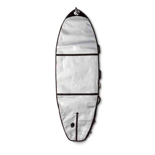 Balin SUP 30" Narrow Board Bag, silver cover side with black trim, transverse straps and a long lower opening
