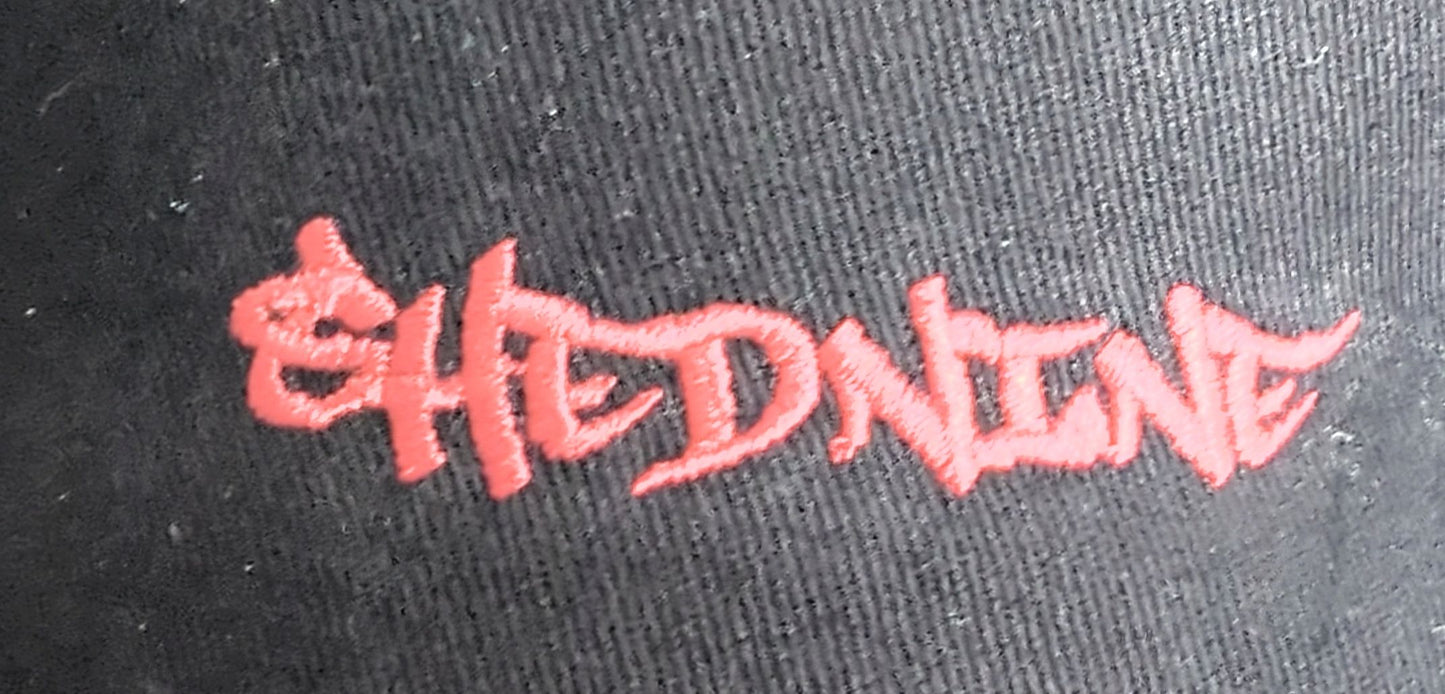 Shed Nine Black/Red Snap Back Cap (Script Logo) - Shed Nine