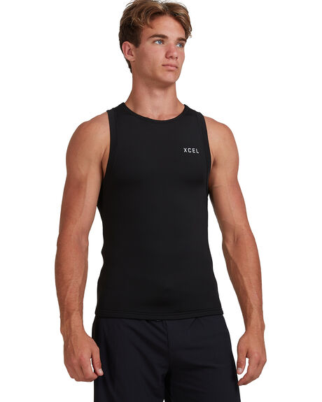 Xcel men's Axis 2/1mm black wetsuit vest, chest and arm opening detail