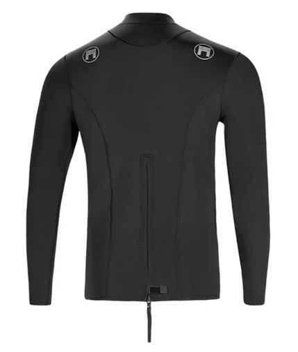 Black jacket with brand logo on a white background