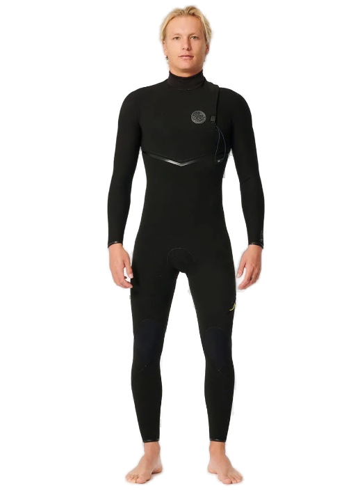 Person wearing a black wetsuit on a white background