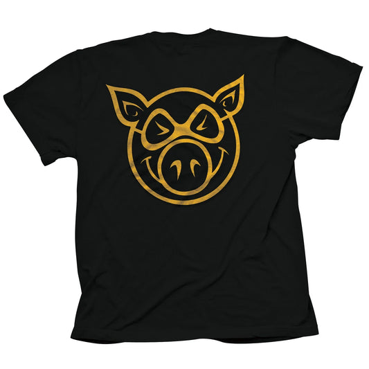 Pig Wheels Pig Head T-Shirt - Black/Yellow