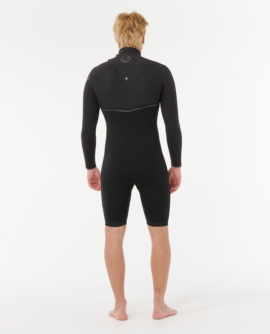 Rip Curl E-Bomb 123MSP 2/2mm long sleeve zip-free springsuit in Black, back view