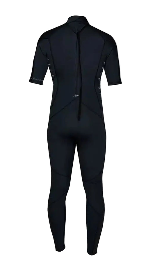 Black wetsuit with short sleeves on a white background shed nine