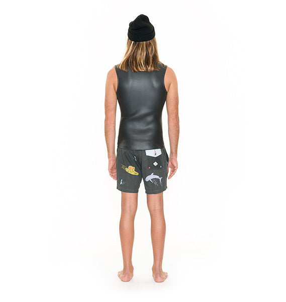TCSS Muddled Muscle 2mm Front Zip Wetsuit Vest in Beluga, back view