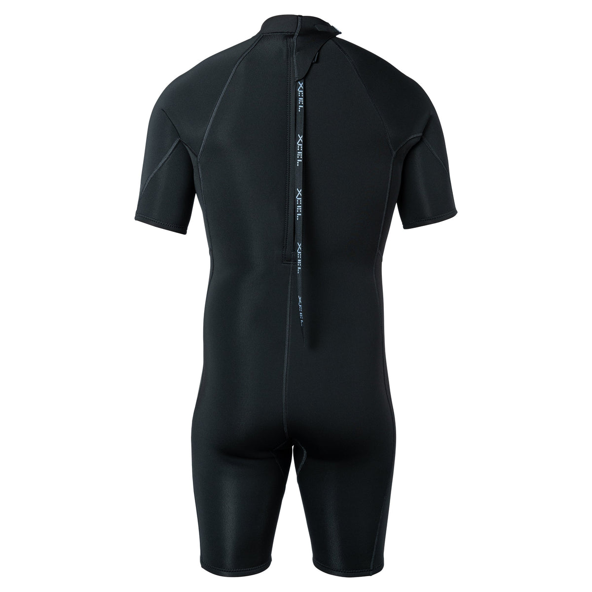 Xcel Axis 2mm short sleeve springsuit in black, back zip view