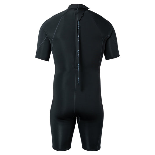 Xcel Axis 2mm short sleeve springsuit in black, back zip view
