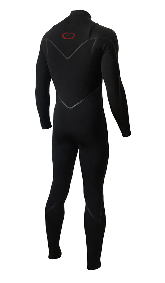 Back view of Zion Craig Anderson 3/2mm steamer wetsuit in black SHED NINE