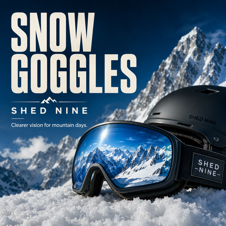 Snow goggles and snowboard goggles for mountain visibility available at Shed Nine