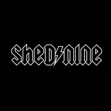 Shed Nine logo white on black