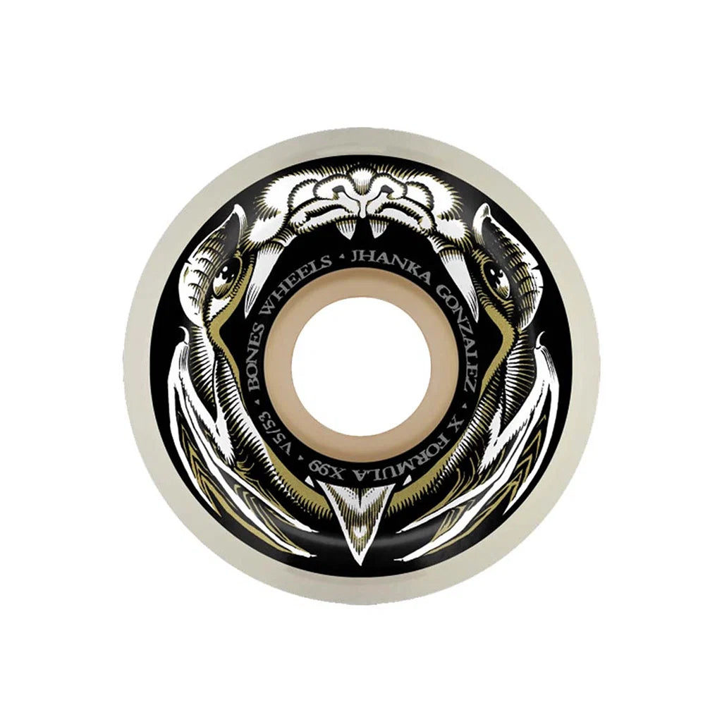 Bones X-Formula Jhanka Gonzalez V5 Sidecut 99A Skateboard Wheels - White