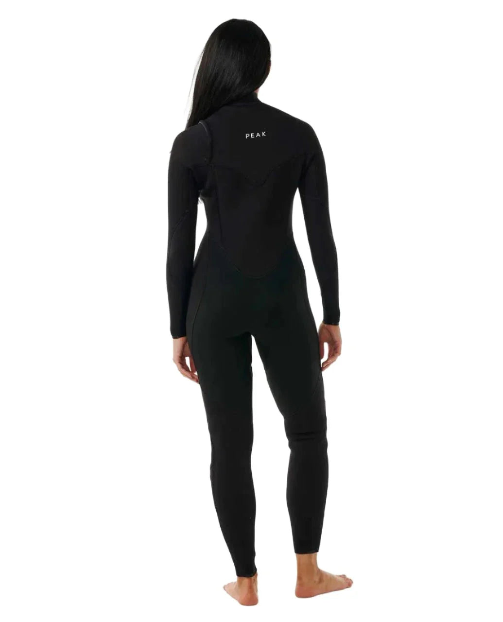 Person wearing a black wetsuit with 'Pear' branding on a white background shed nine