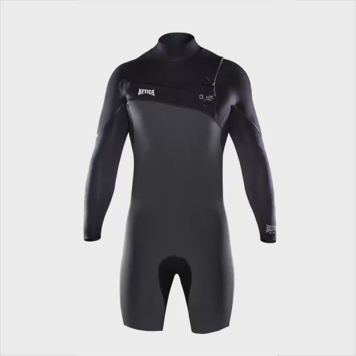 Attica OMEGA Long Sleeve Chest Zip 2/2mm Spring - GRAPHITE / BLACK