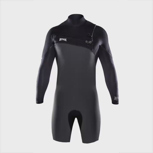 Attica OMEGA Long Sleeve Chest Zip 2/2mm Spring - GRAPHITE / BLACK - Shed Nine