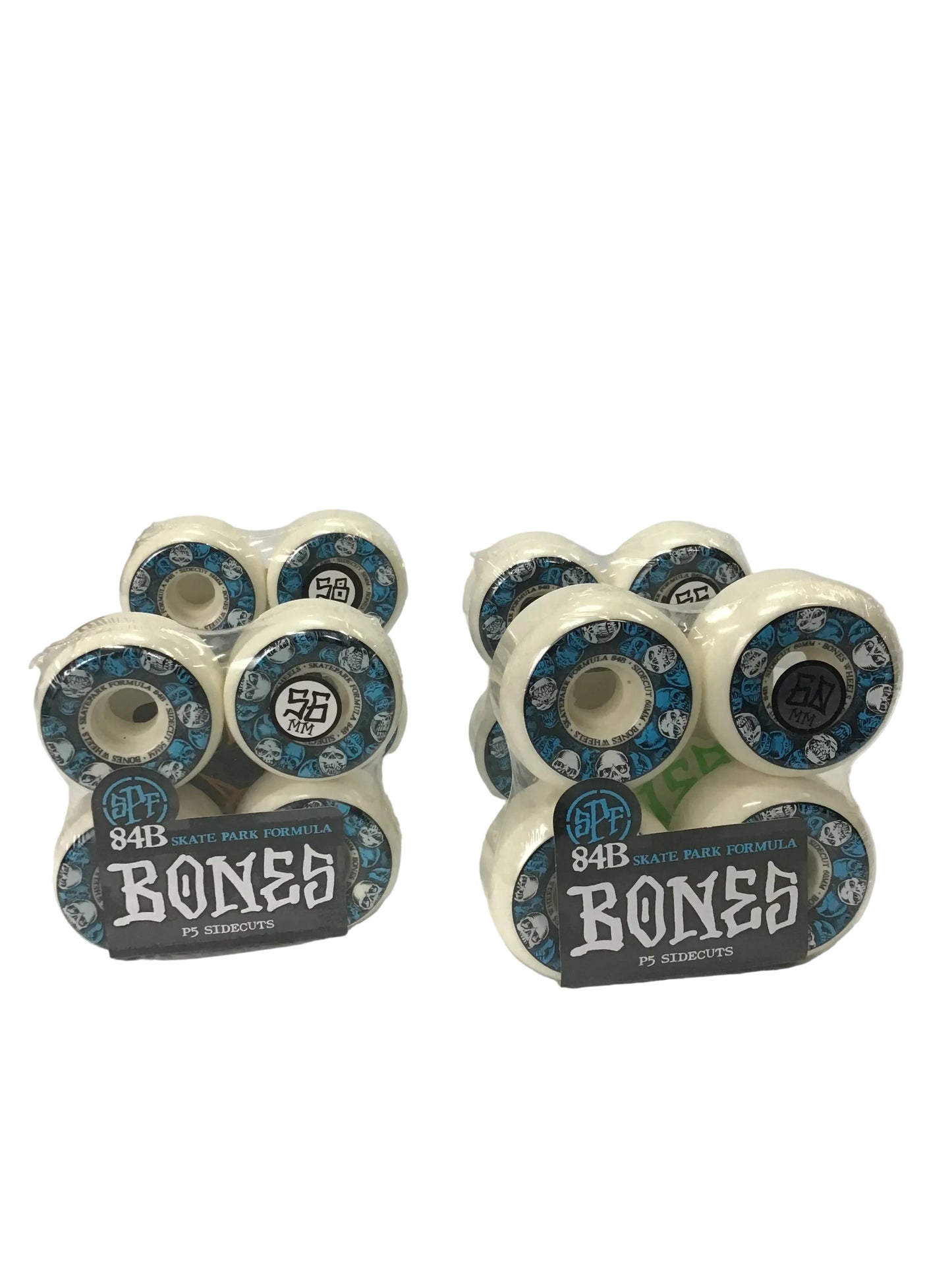 Bones SPF P5 Sidecuts 56mm 84B Skateboard Wheels - White/Blue