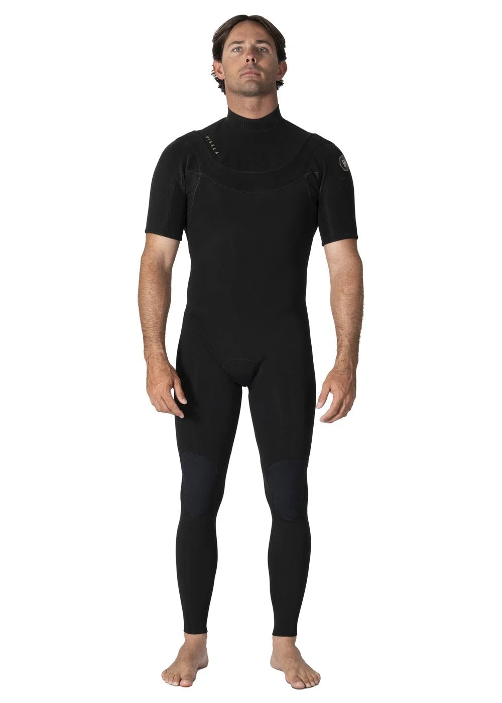 Vissla Men’s New Seas 2/2mm Short Sleeve U-Zip Steamer Wetsuit - Black 2