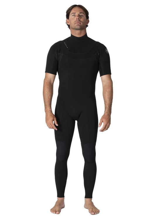 Vissla Men’s New Seas 2/2mm Short Sleeve U-Zip Steamer Wetsuit - Black 2