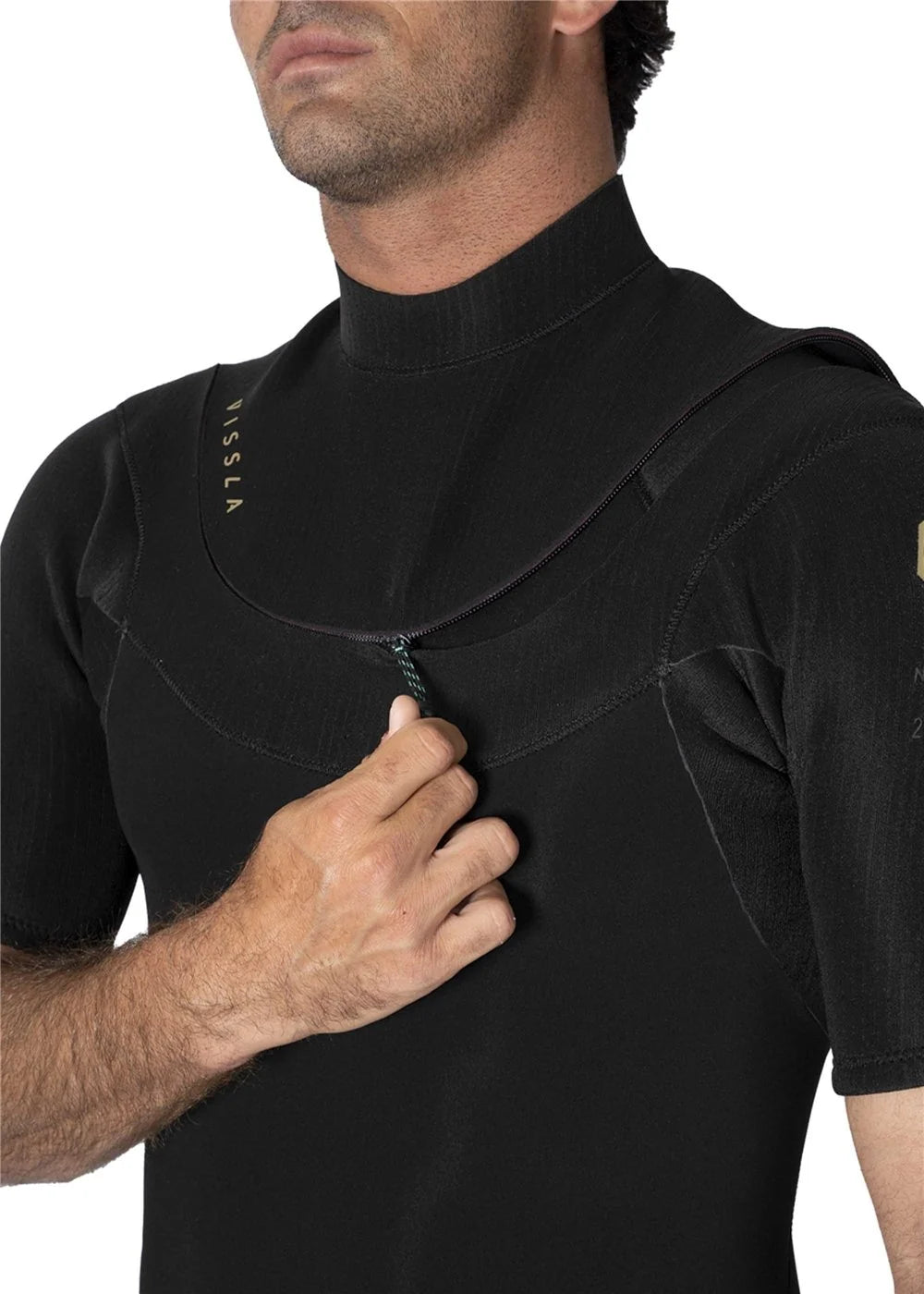 Vissla Men’s New Seas 2/2mm Short Sleeve U-Zip Steamer Wetsuit - Black 2
