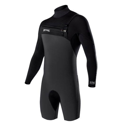 Attica OMEGA Long Sleeve Chest Zip 2/2mm Spring - GRAPHITE / BLACK - Shed Nine