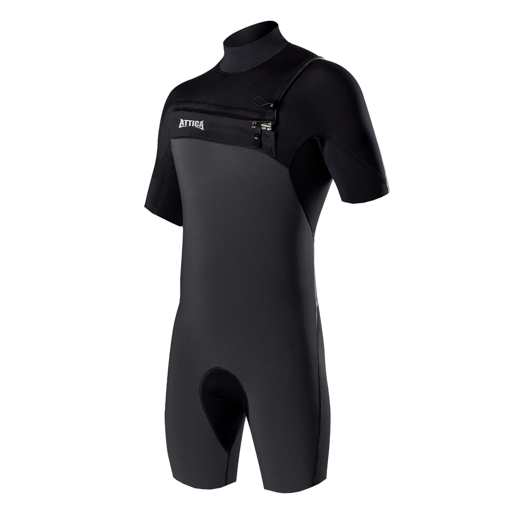 Attica OMEGA Short Sleeve Chest Zip 2/2MM Spring - GRAPHITE / BLACK