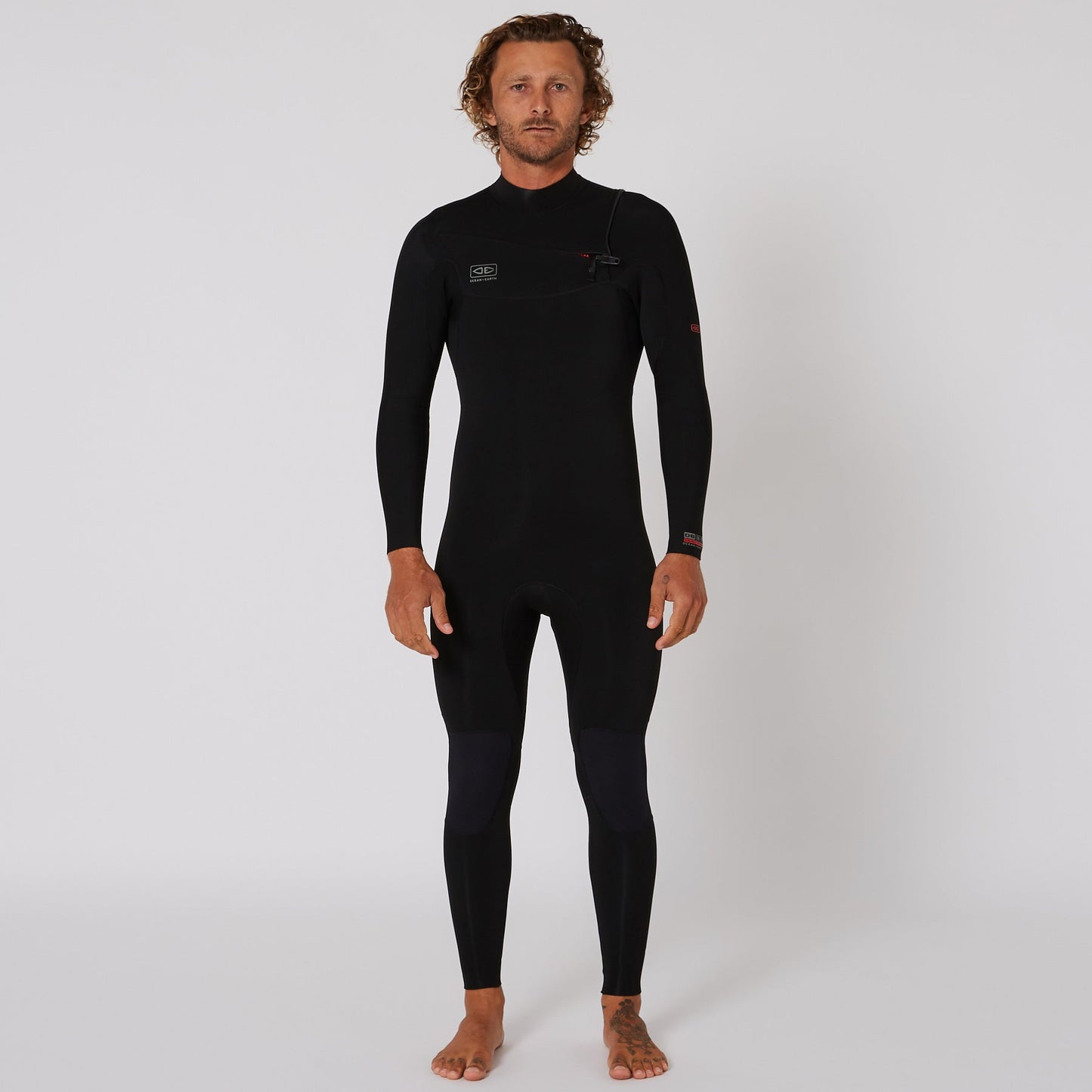 Mens Double Black Chest Zip Steamer - 3/2mm - Shed Nine