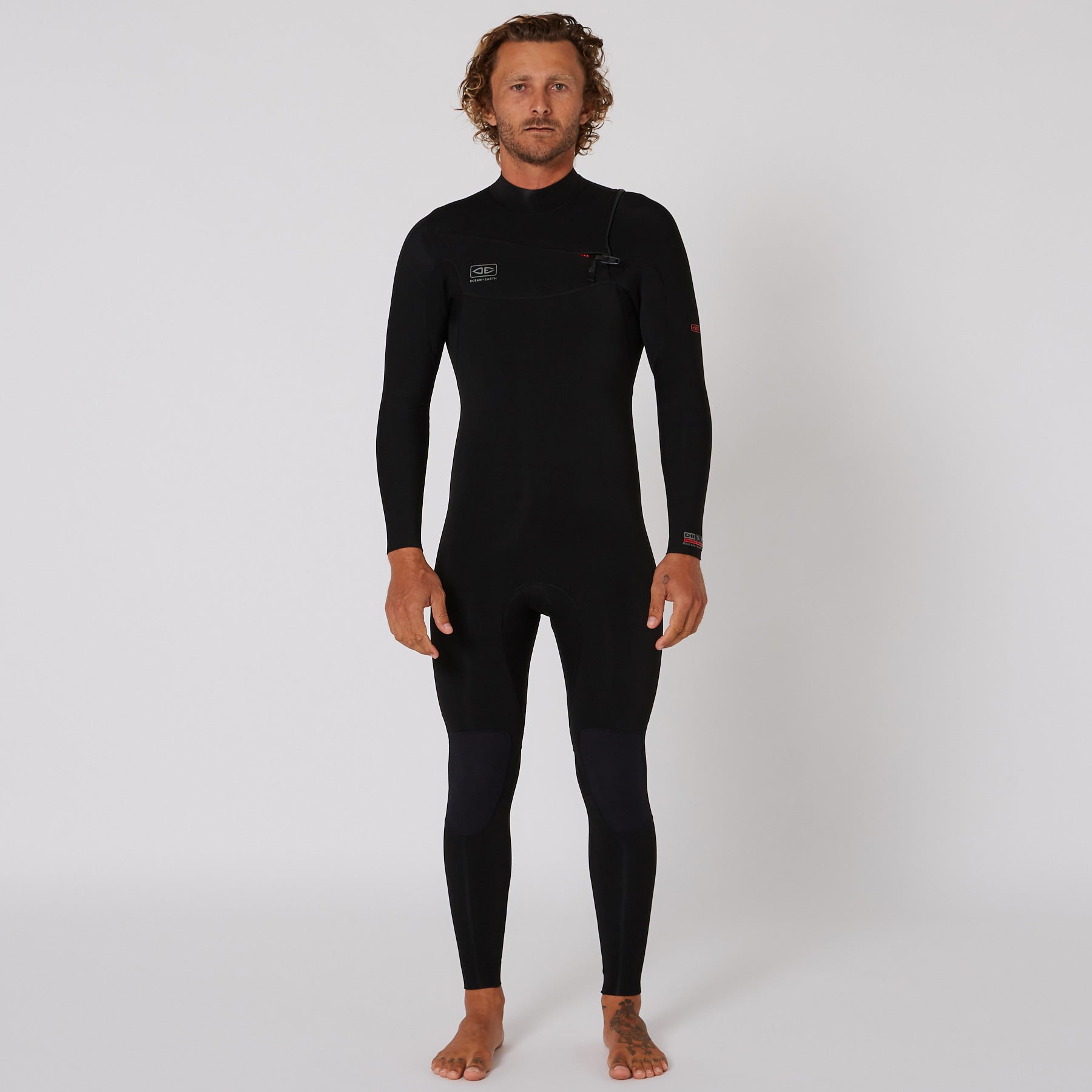 Mens Double Black Chest Zip Steamer - 3/2mm - Shed Nine