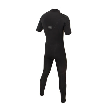 Mens Double Black Chest Zip Short Arm Steamer - 2/2mm - Shed Nine