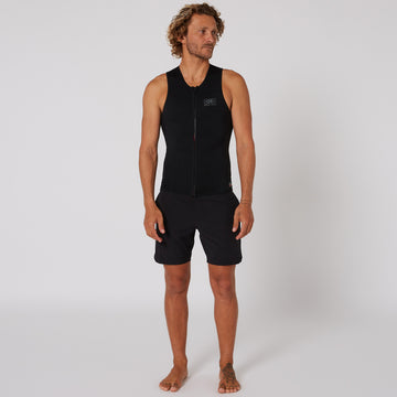 Double Black Sleeveless Front Zip Paddle Vest - 1.5mm