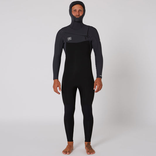 Mens Free Flex Hooded Chest-Zip Steamer - 5/4mm - Shed Nine