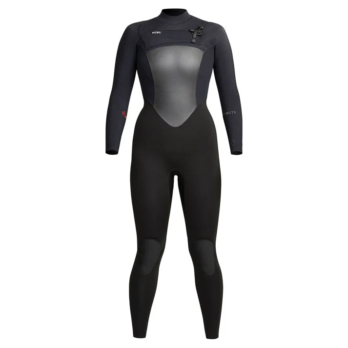 Black wetsuit with a gray chest panel on a white background shed nine