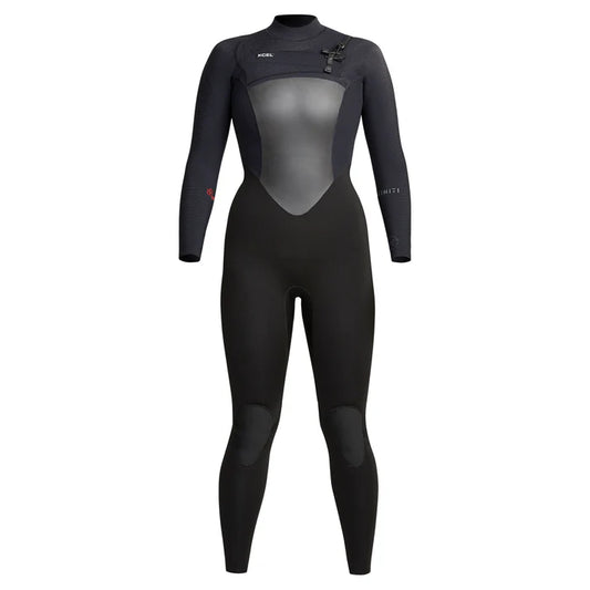 Black wetsuit with a gray chest panel on a white background shed nine