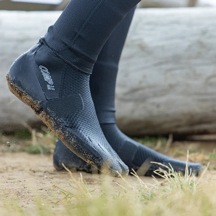 Xcel 3mm surf bootie with ultra thin sole and pull up ankle loop shed nine