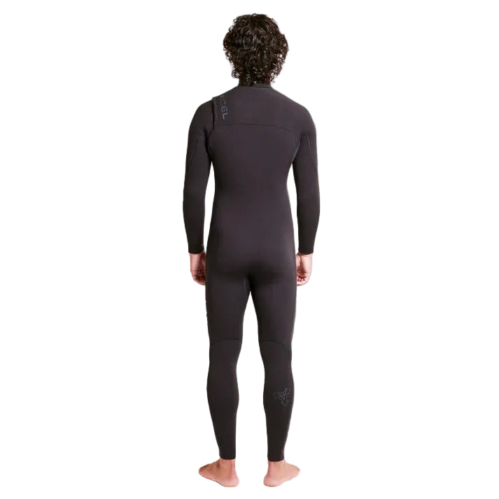 Person wearing a black wetsuit on a gray background shed nine