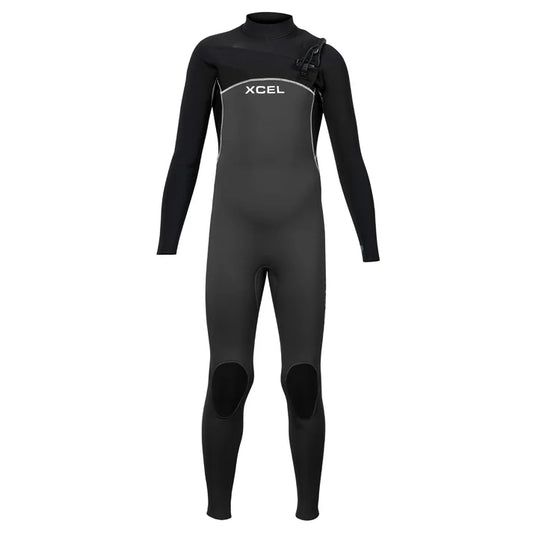 Xcel Youth Comp 4/3mm Chest Zip Steamer Wetsuit in Graphite/Black shed nine