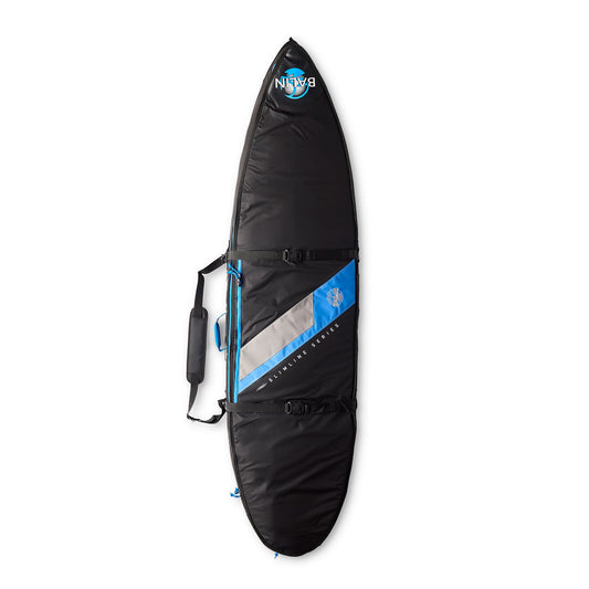 Balin Slimline Double Surfboard Cover, black exterior with compression straps and carry handles