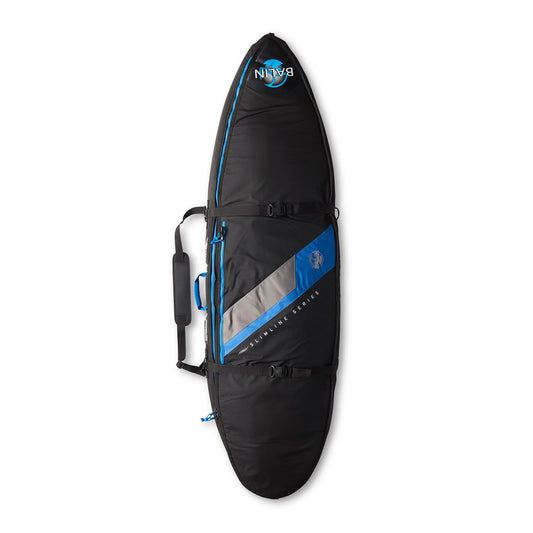 Balin Slimline Triple Surfboard Cover, black exterior with compression straps and carry handles
