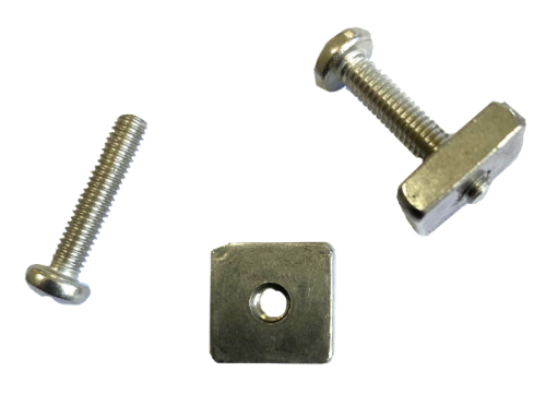 Balin Fin Box Screw & Plate, fin-box screws and plates shown assembled and separate