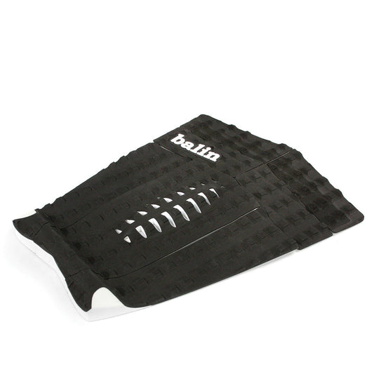 Balin Splitter Longboard 7-Piece Deck Grip, angled top view of black traction pad