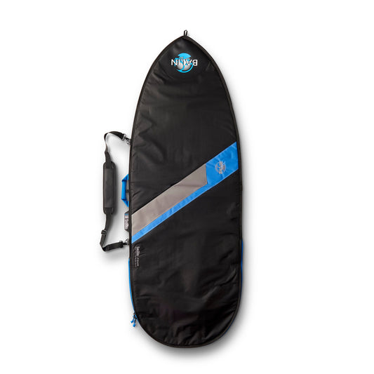 Balin Tour Kneeboard Cover 6'3", black exterior with blue diagonal panels and carry handle