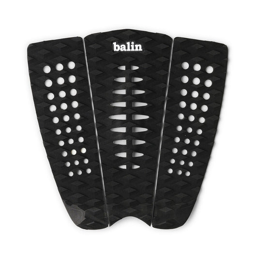 Balin Sucker 3-Piece Deck Grip, top view of black three-piece traction pad