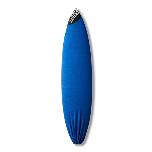 Balin Stretch Surfboard Cover, blue stretch cover with black nose panel