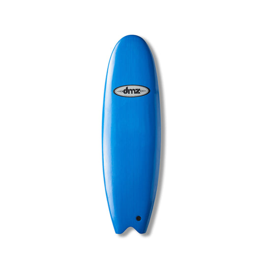 DMZ 5'8" Fishtail Softboard, blue deck view